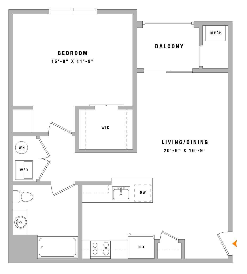1B floor plan